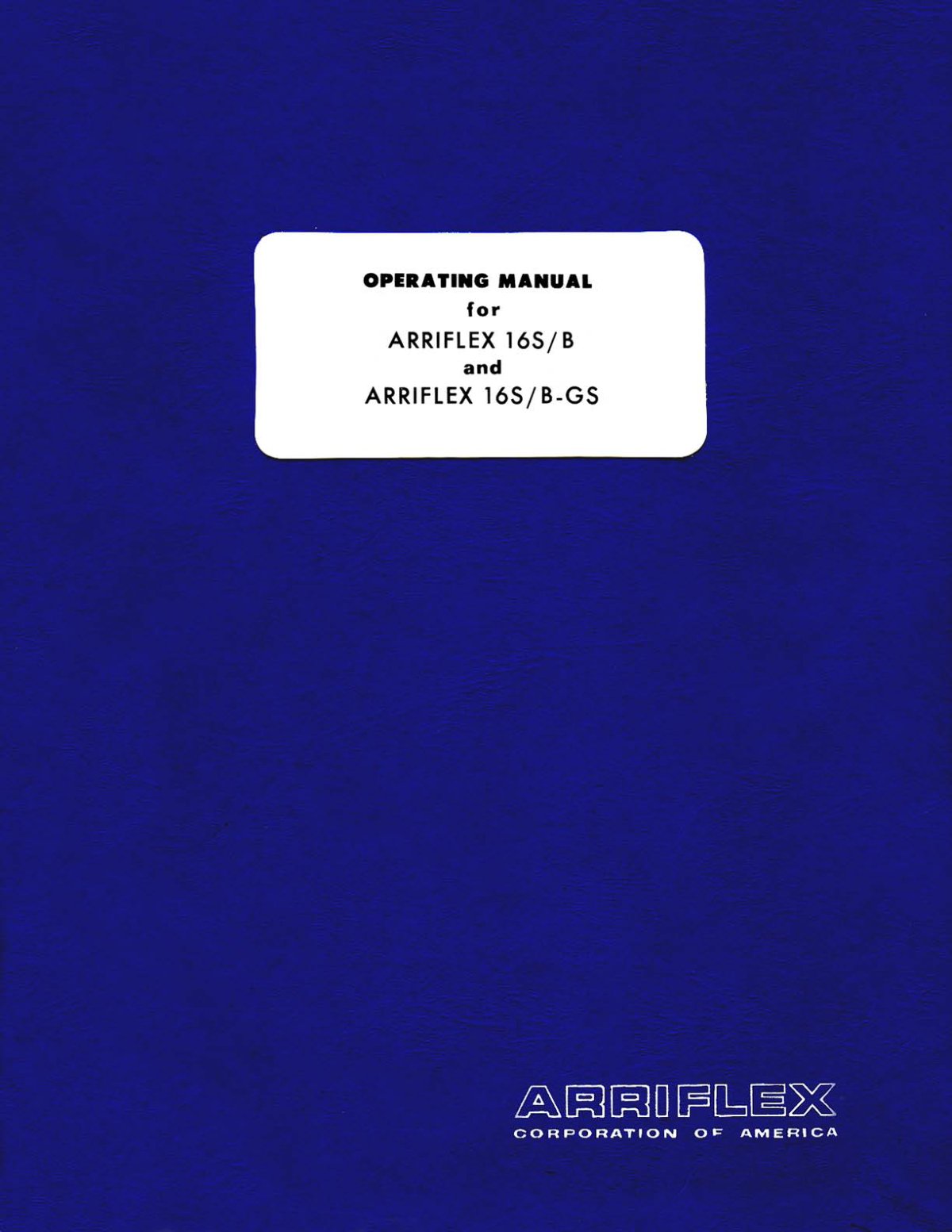Arriflex 16S/B and 16S/B-GS – Operating Manual, English – front cover