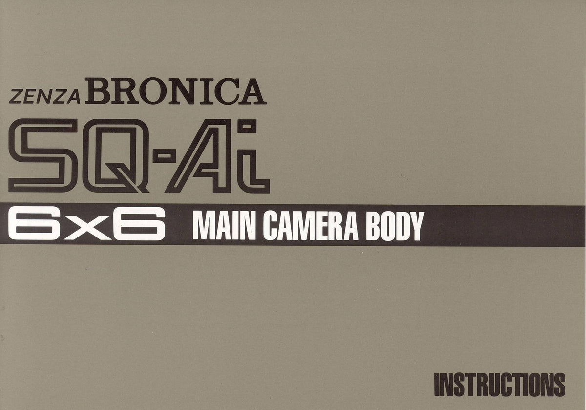 Zenza Bronica SQ-Ai 6x6 – Camera Body Instruction Manual in English – front cover