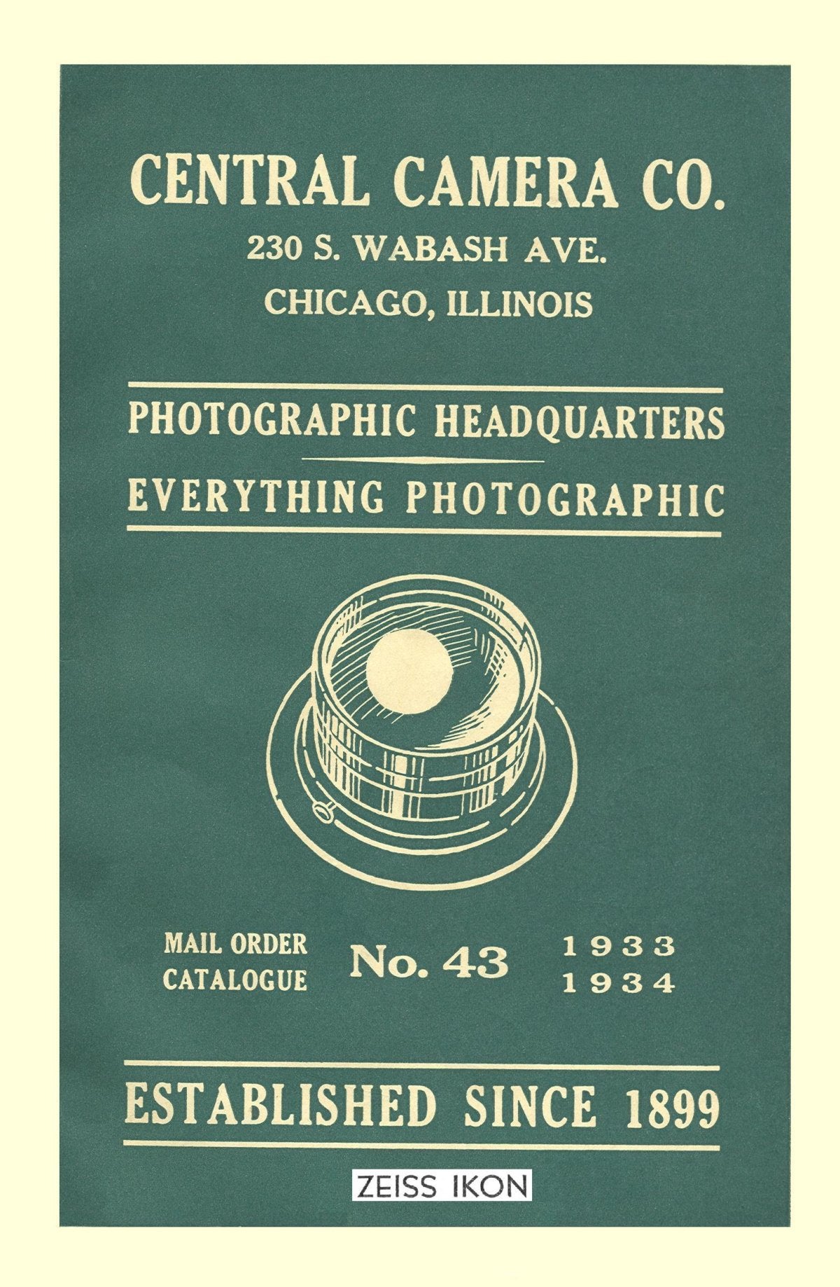 Central Camera Co. Catalogue No. 43, 1933–1934 – Zeiss Ikon, Zeiss & Voigtländer Pages – front cover