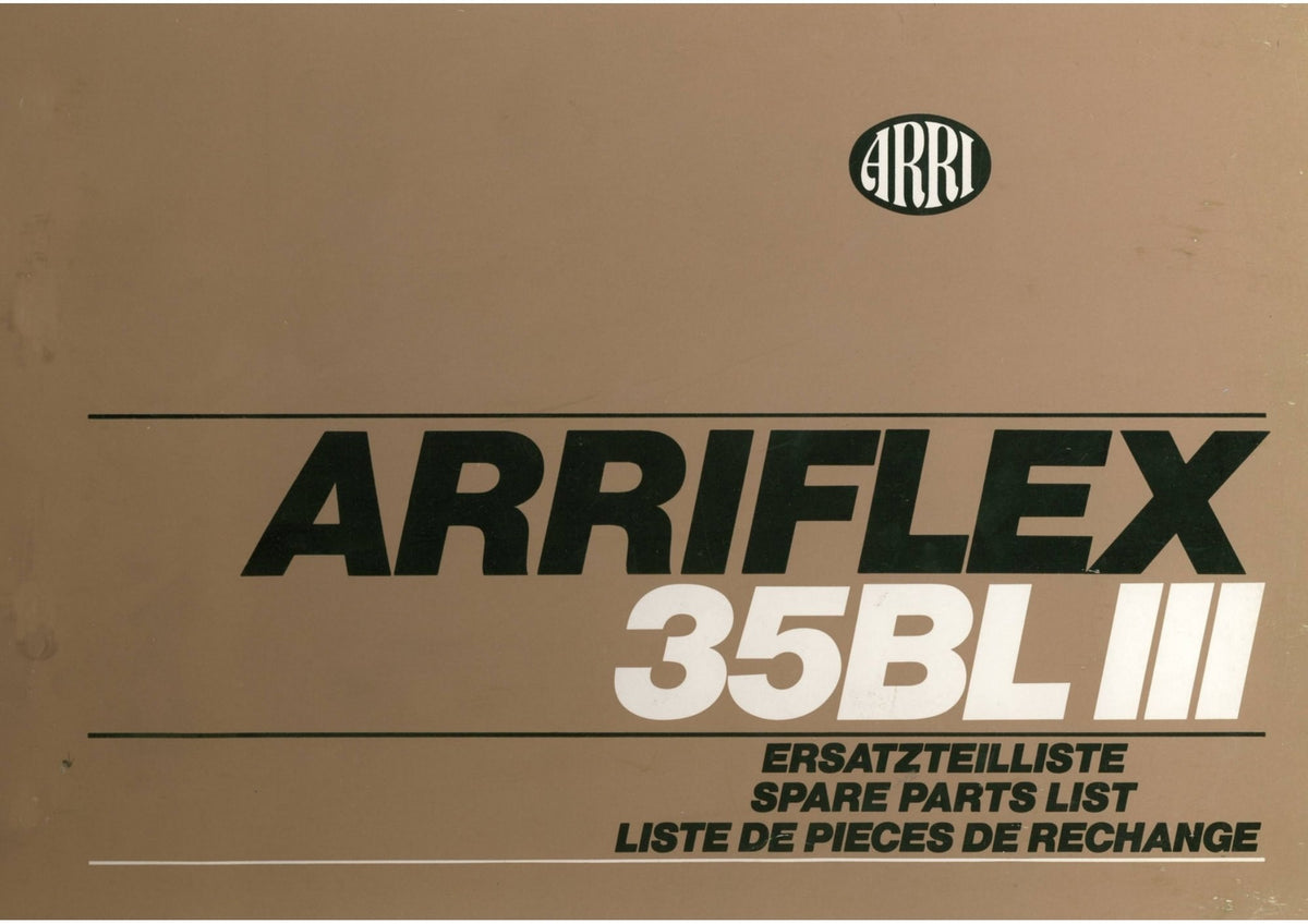 Arriflex 35 BL III – Spare Parts List (Ersatzteilliste / Liste des pièces de rechange) – front cover