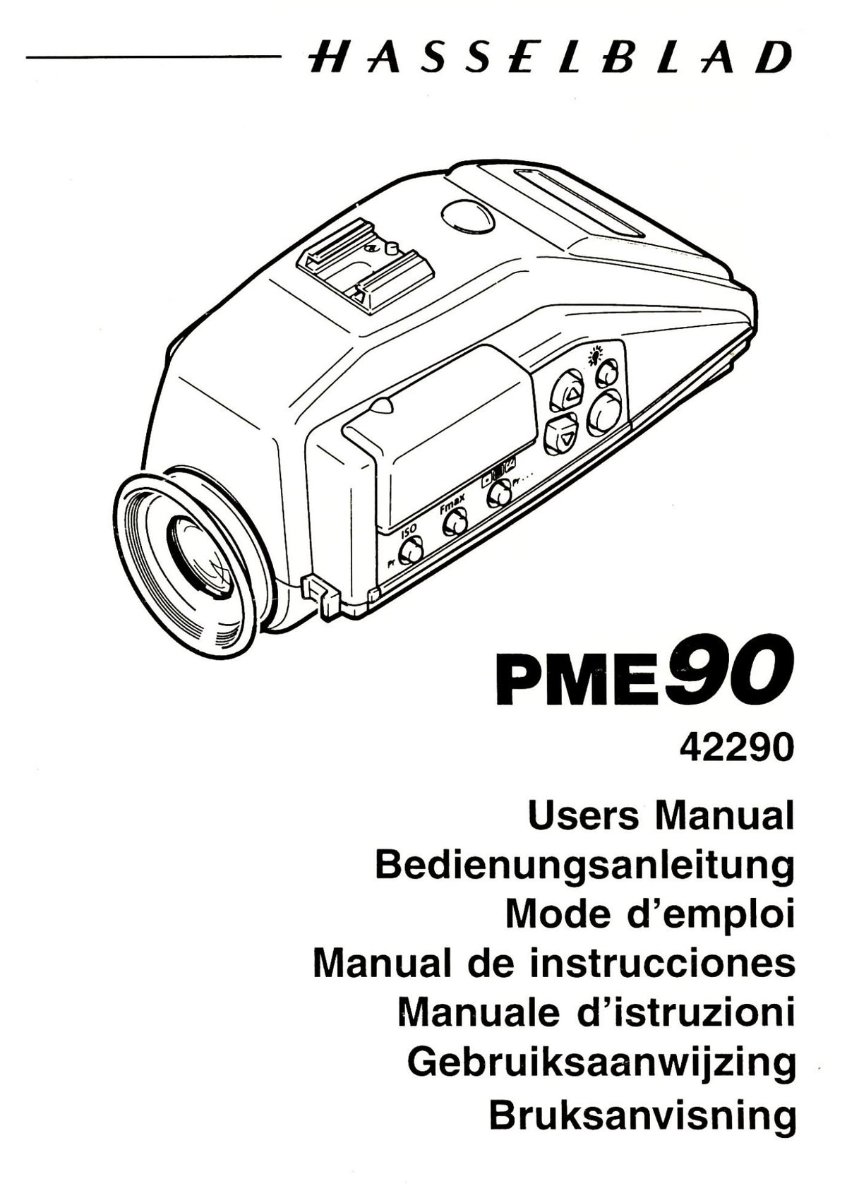 Hasselblad PME90 Metering Prism Finder – Users Manual, Multilingual – front cover