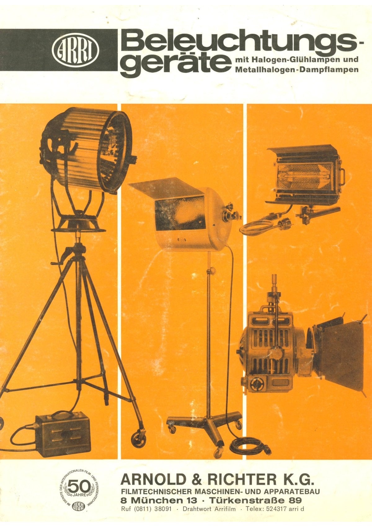 ARRI Beleuchtungsgeräte (Halogen & Metallhalogen) – German Lighting Brochure – front cover