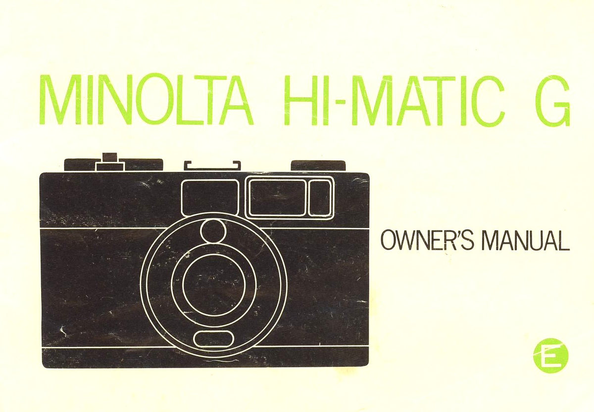 Minolta Hi-Matic G – Owner's Manual in English – front cover