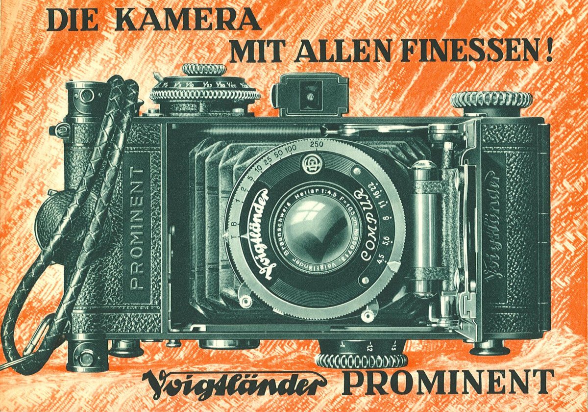 Voigtländer Prominent – "Die Kamera mit allen Finessen!" Folder, c. 1934 – front cover