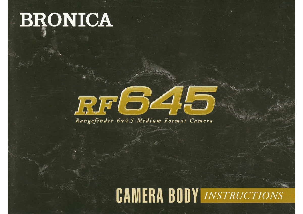Bronica RF645 Rangefinder Medium Format Camera – Body Instructions, English – front cover