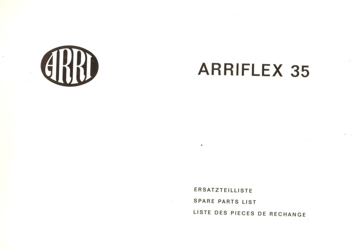 Arriflex 35 – Spare Parts List (Ersatzteilliste / Liste des pièces de rechange) – front cover