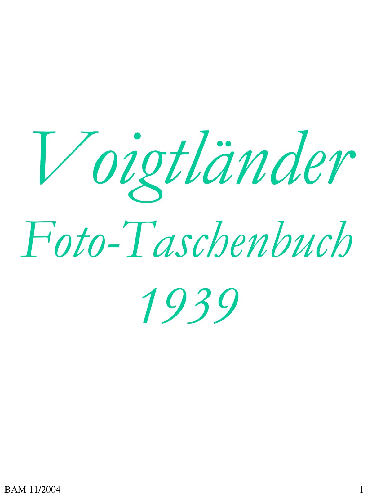 Voigtländer Foto-Taschenbuch 1939 – German Photographer's Pocket Book – front cover