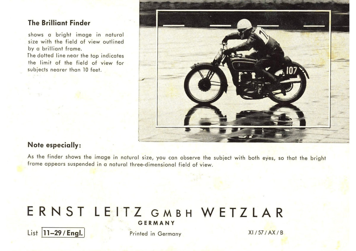 Leica Ig – Additional Instructions, Ernst Leitz Leaflet with Brilliant Finder Note – front cover