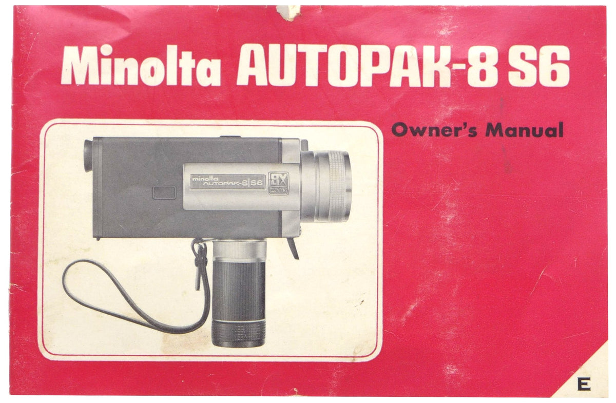 Minolta Autopak-8 S6 Super 8 Movie Camera – Owner's Manual in English – front cover