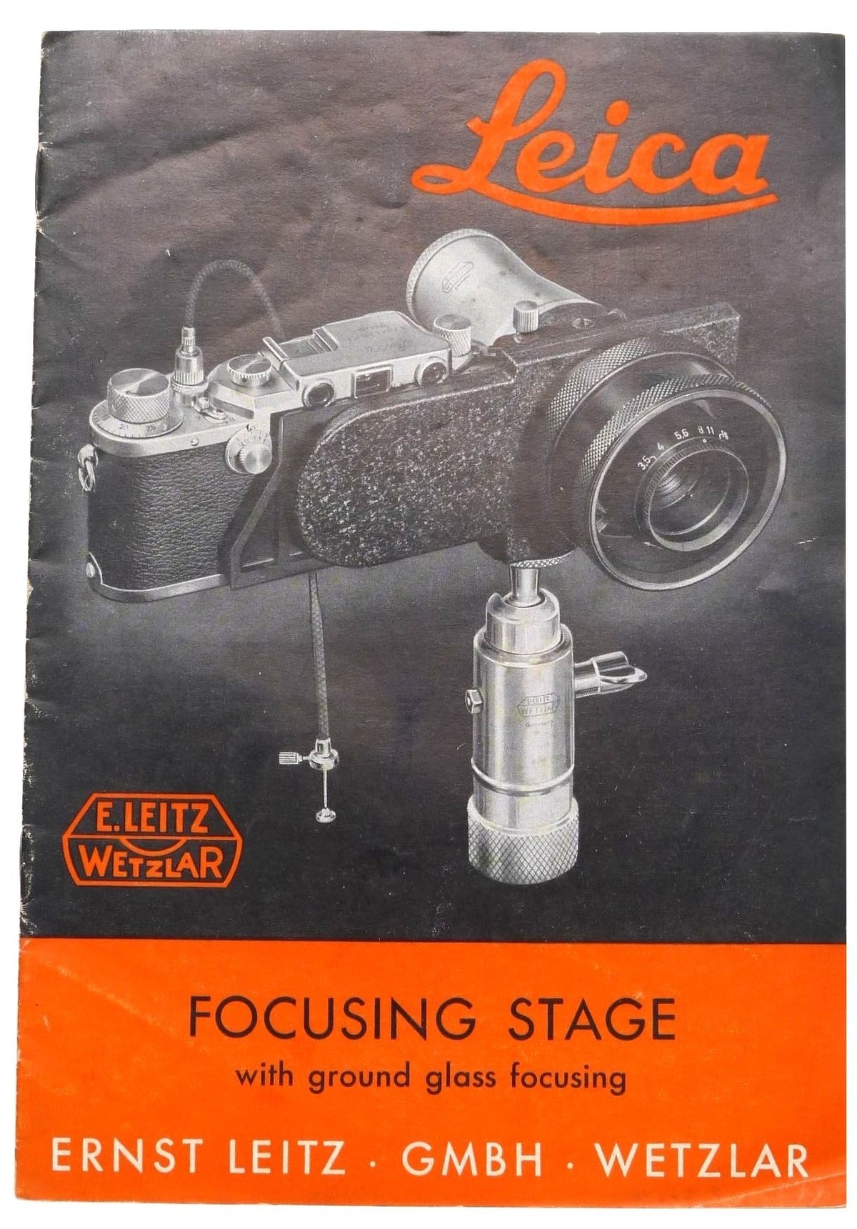 Leica Focusing Stage with Ground Glass Focusing – Ernst Leitz Wetzlar Leaflet – front cover