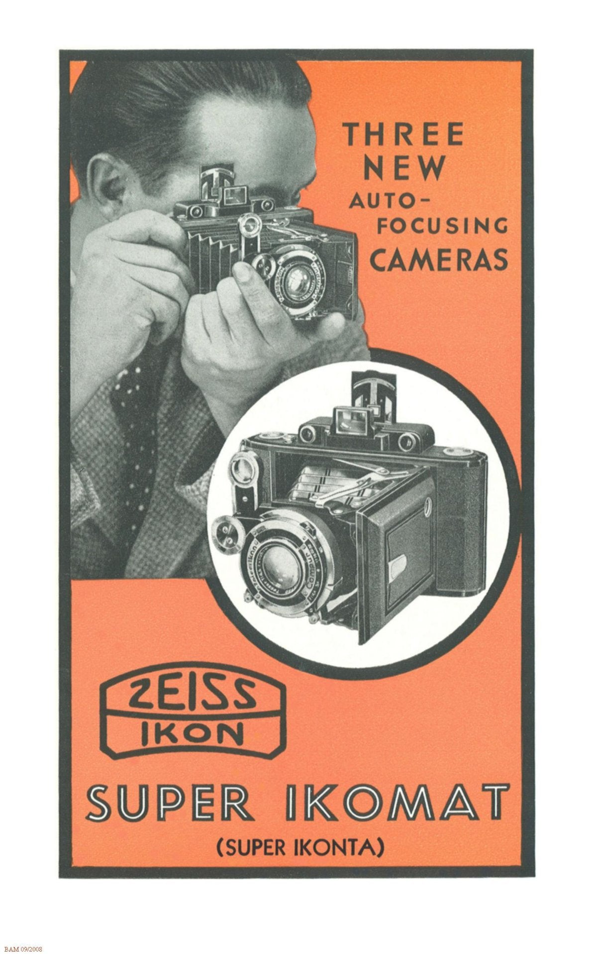 Zeiss Ikon Super Ikomat (Super Ikonta) A, C & D – Carl Zeiss, Inc. Leaflet CAM 43, 1936 – front cover