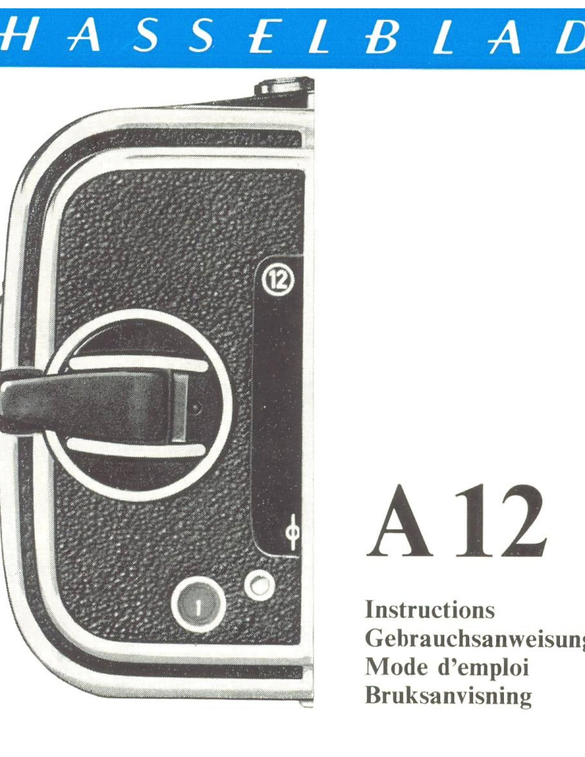Hasselblad A12 Film Magazine – Instructions, Multilingual – front cover