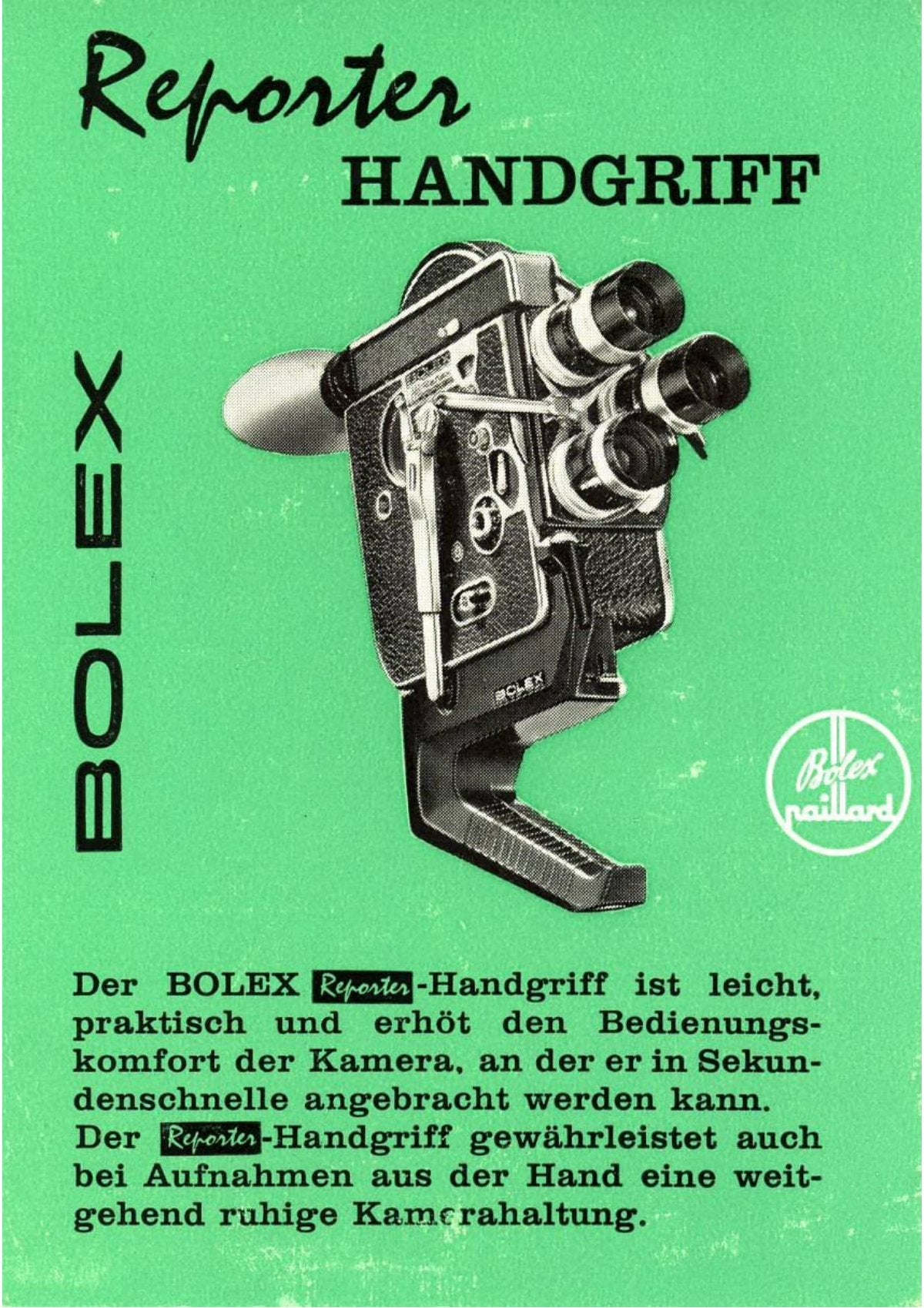 Bolex Reporter Handgriff – Gebrauchsanweisung, German – front cover