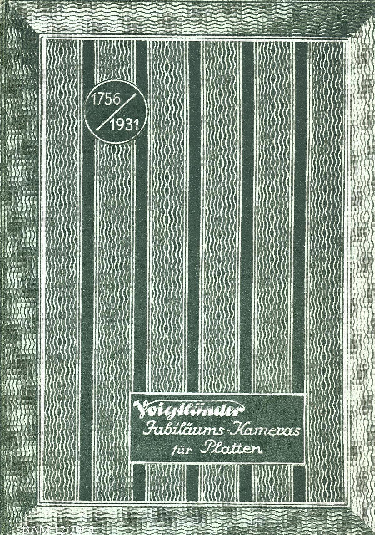 Voigtländer Jubiläums-Kameras für Platten – "175 Jahre Voigtländer" German Catalogue, May 1931 – front cover