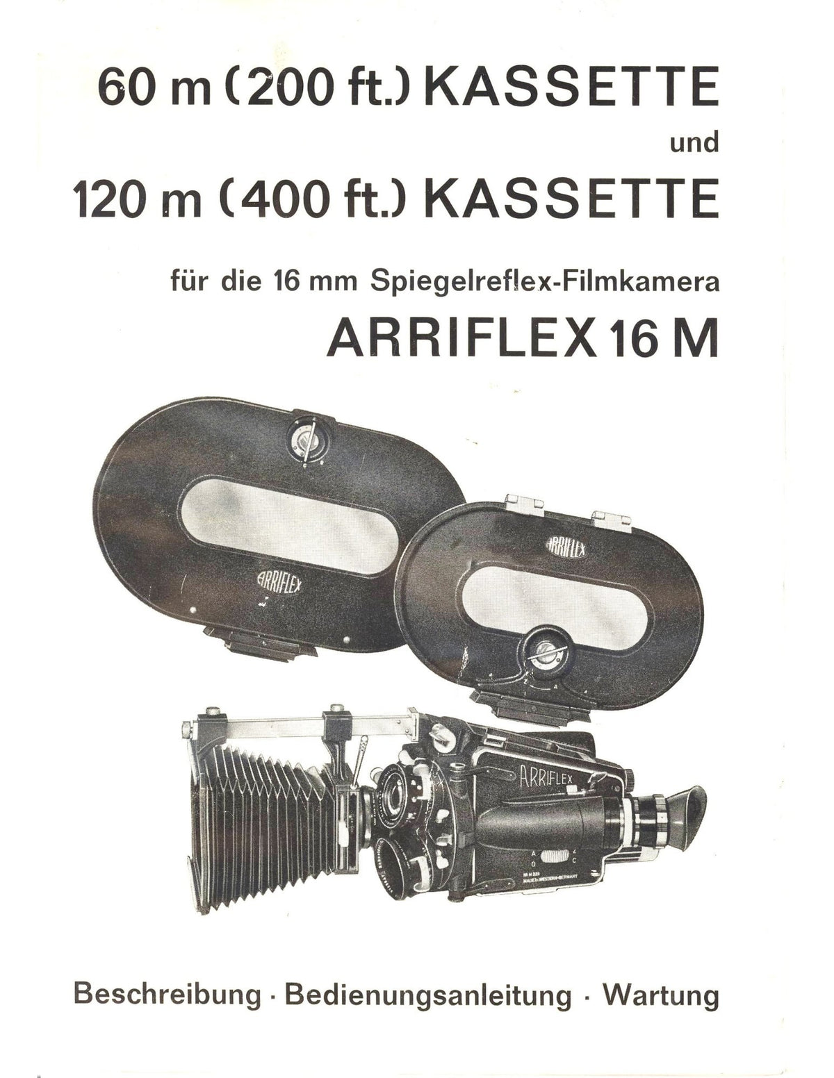 Arriflex 16 M – 60 m and 120 m Kassette: Beschreibung, Bedienung, Wartung, German – front cover