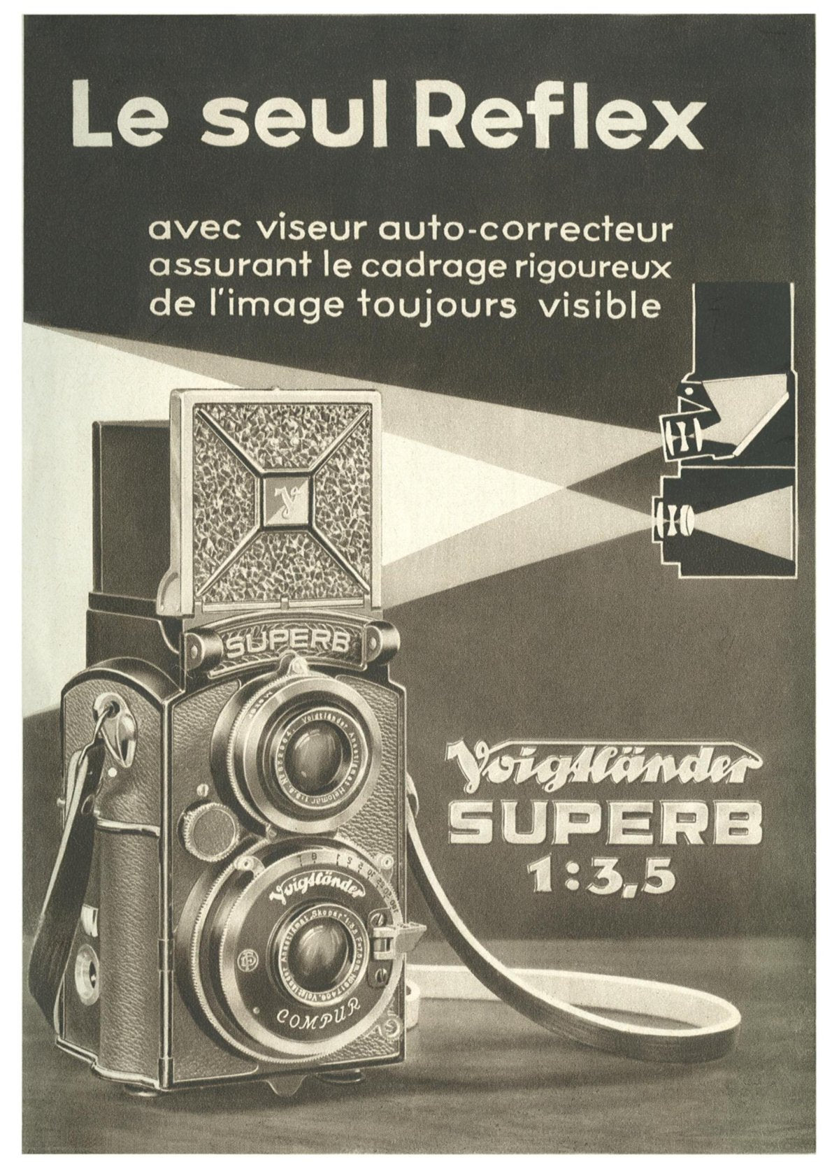 Voigtländer Superb – "Le seul Reflex" French Sales Brochure – front cover