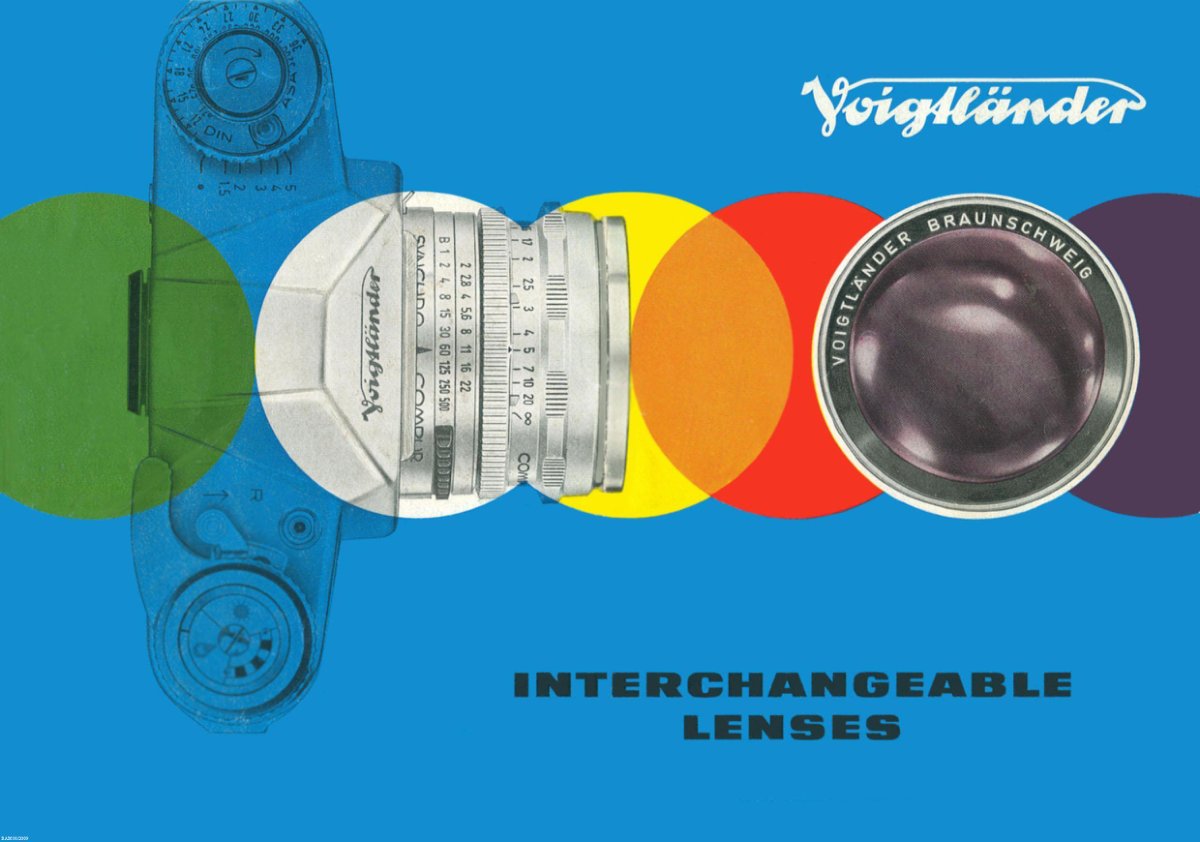 Voigtländer Interchangeable Lenses & Accessories for Reflex Cameras – Leaflet, c. 1962 – front cover