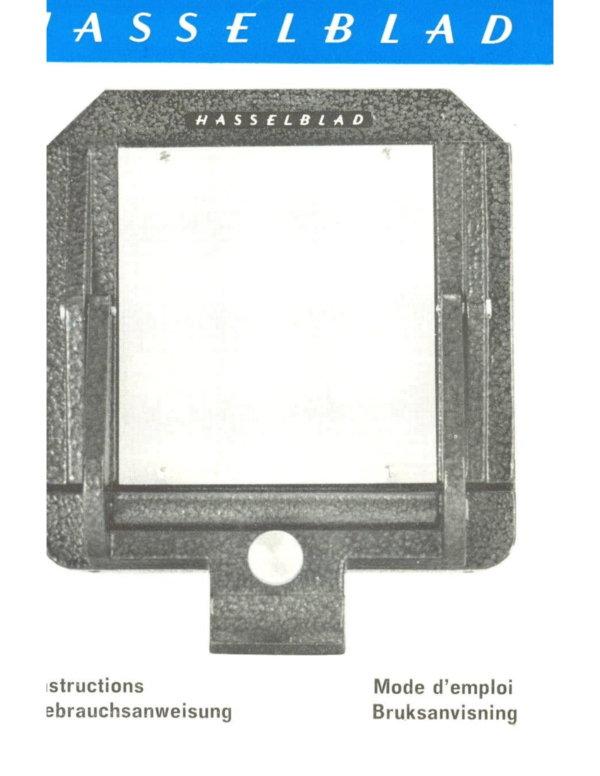 Hasselblad Copy Holder – Instructions, Multilingual – front cover