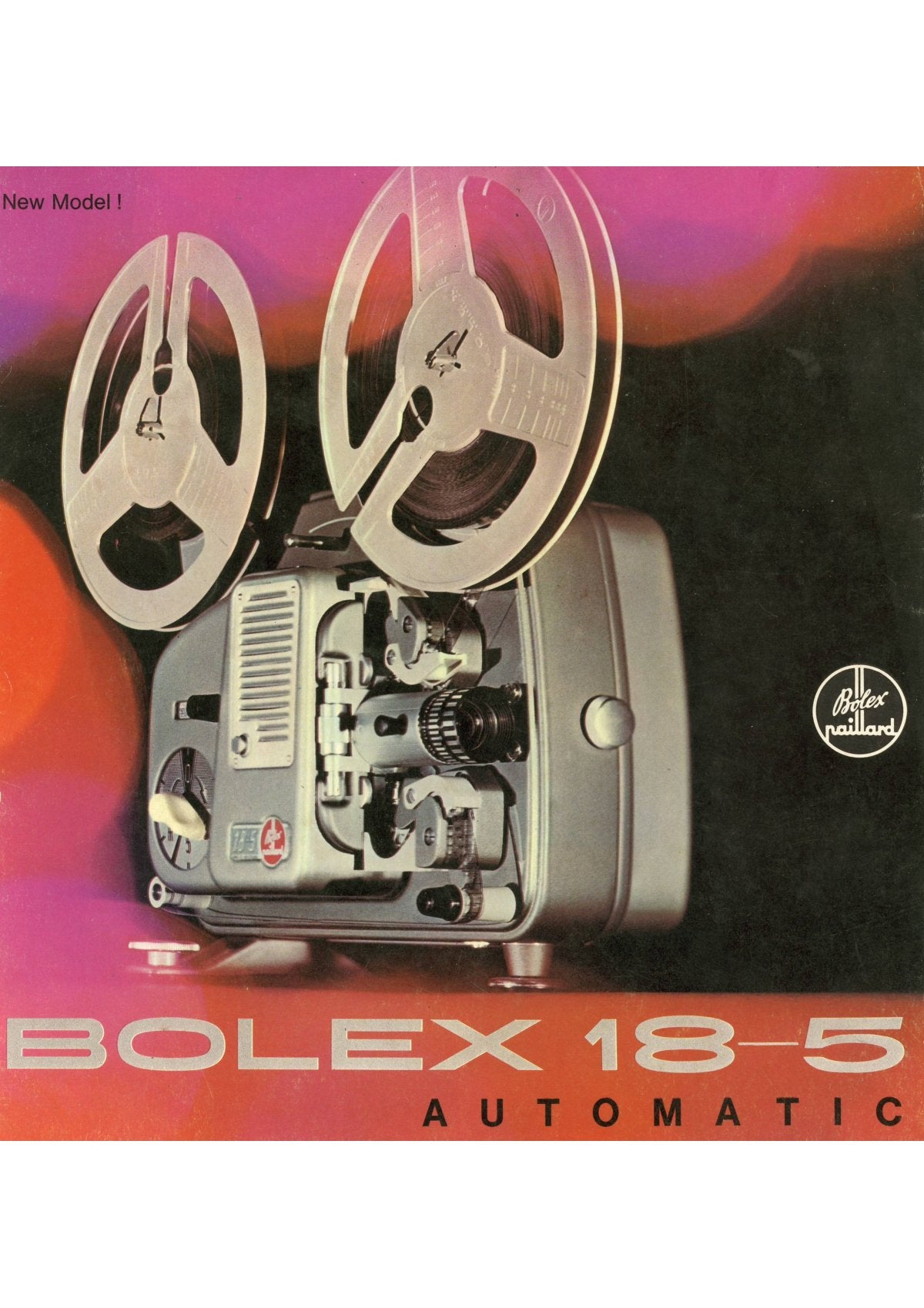 Bolex 18-5 Automatic Projector – New Model Brochure, English – front cover