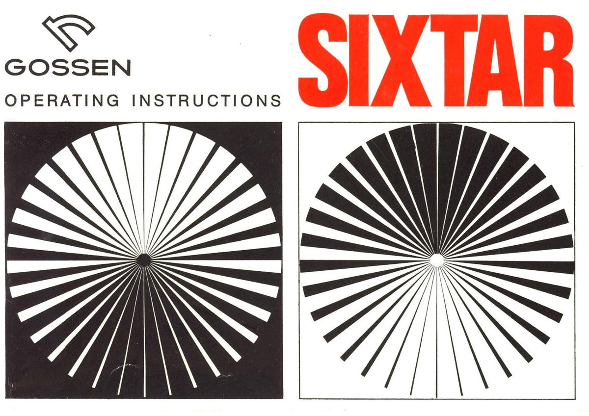 Gossen Sixtar Exposure Meter – Operating Instructions, English – front cover