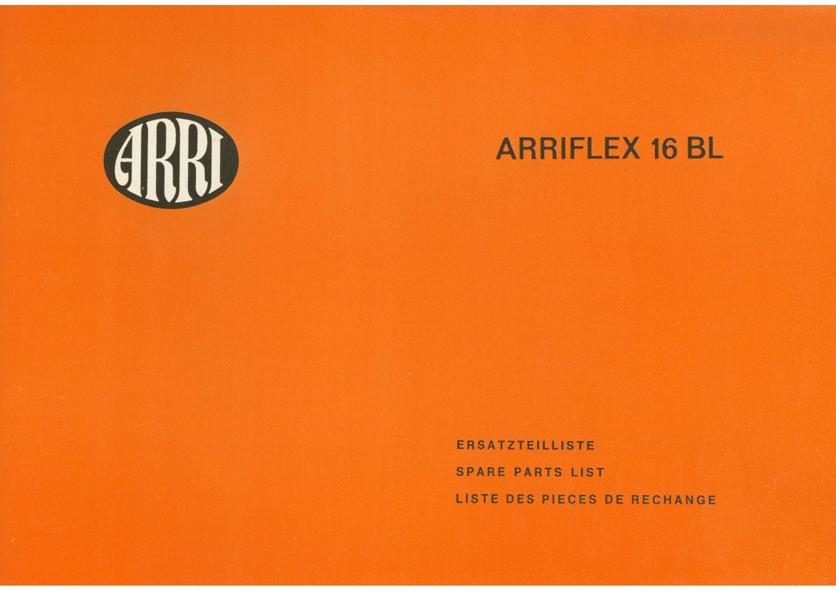 Arriflex 16 BL – Spare Parts List (Ersatzteilliste / Liste des pièces de rechange) – front cover