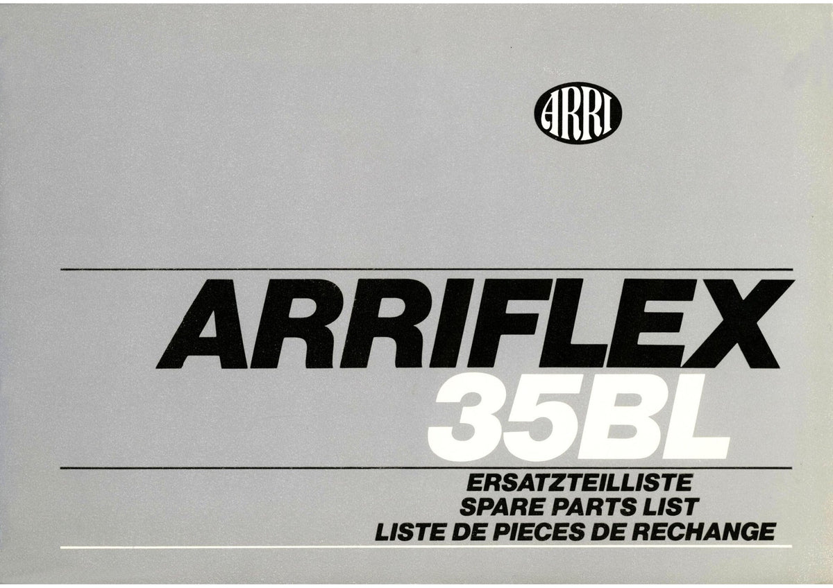 Arriflex 35 BL – Spare Parts List (Ersatzteilliste / Liste des pièces de rechange) – front cover