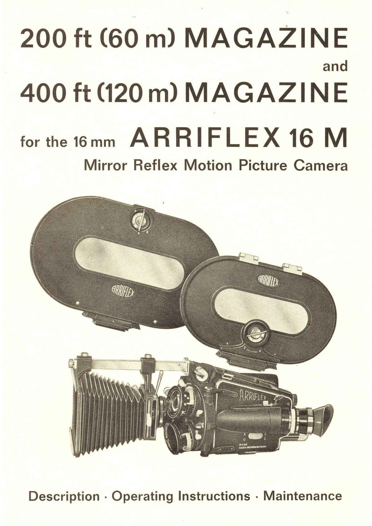 Arriflex 16 M – 200 ft and 400 ft Magazines: Description, Operation, Maintenance – front cover