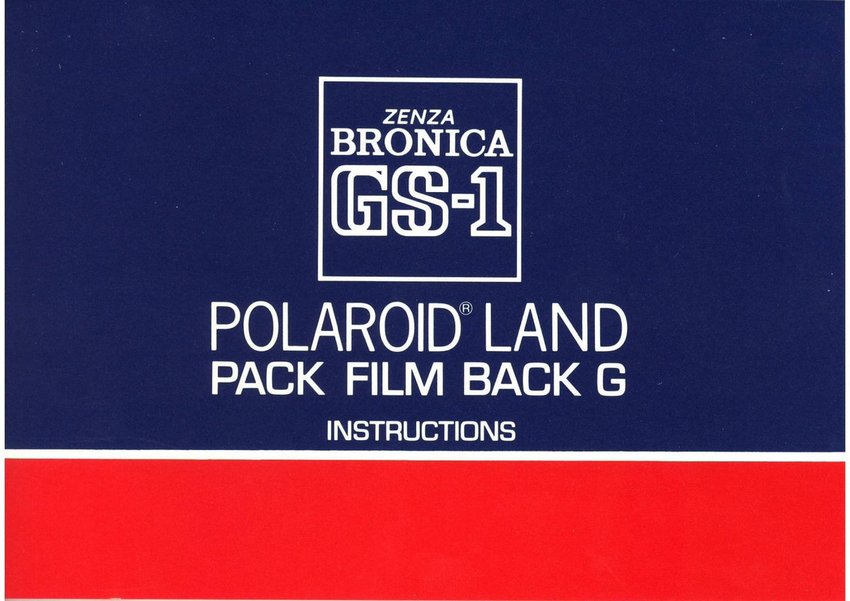 Zenza Bronica GS-1 Polaroid Land Pack Film Back G – Instructions, English – front cover