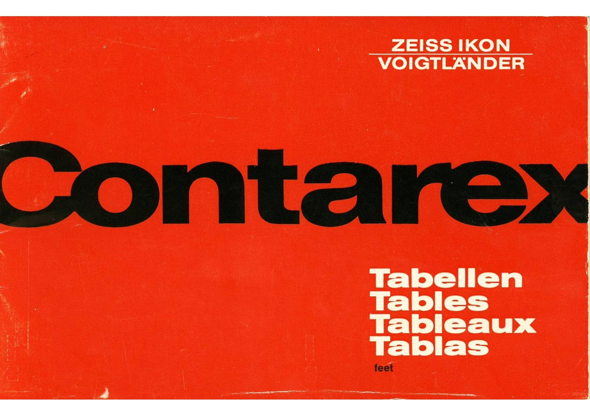 Contarex Tables (Tabellen, Tableaux, Tablas) – Depth of Field, Feet Edition – front cover