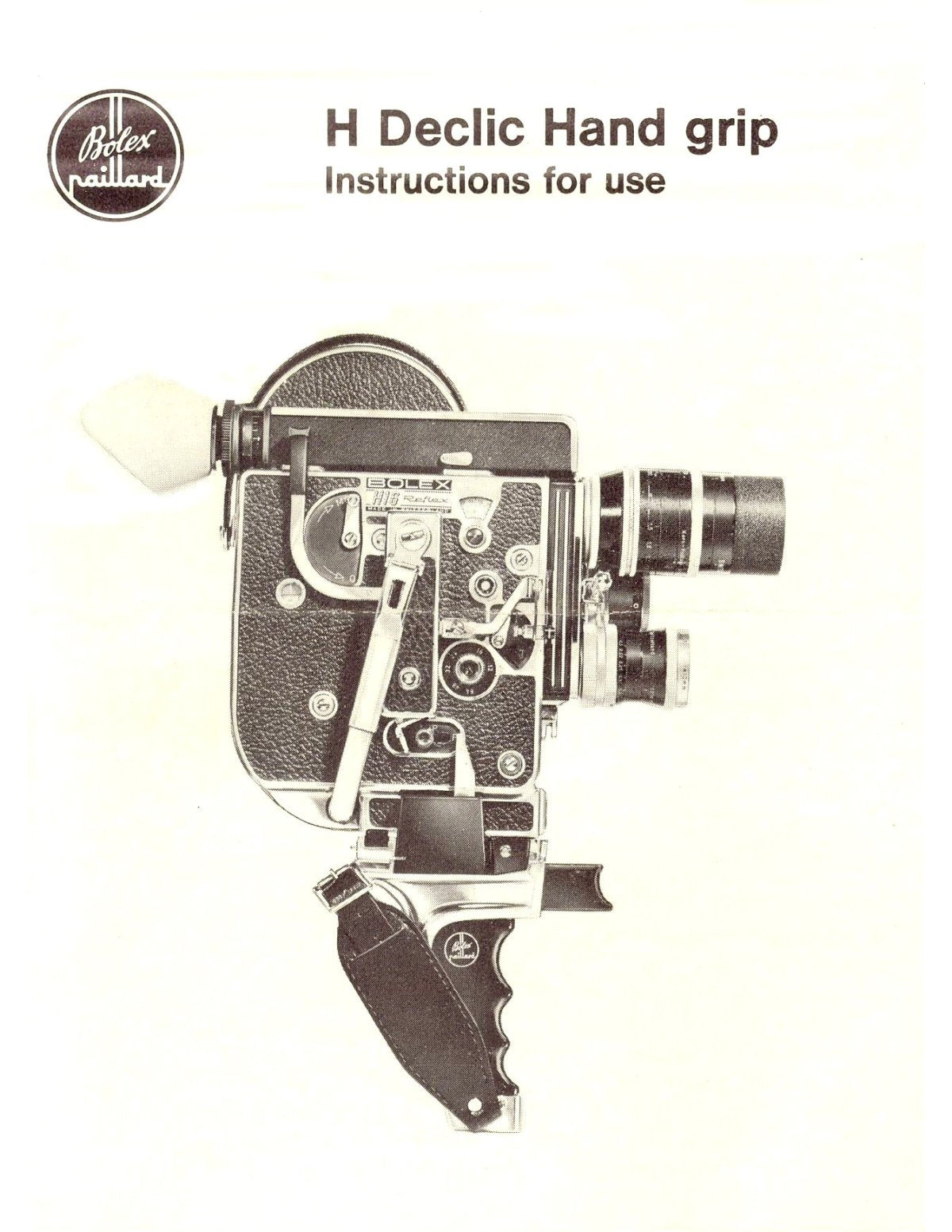 Bolex H Déclic Hand Grip – Instructions for Use, English – front cover