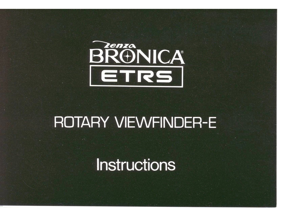 Zenza Bronica ETRS Rotary Viewfinder-E – Instructions, English – front cover
