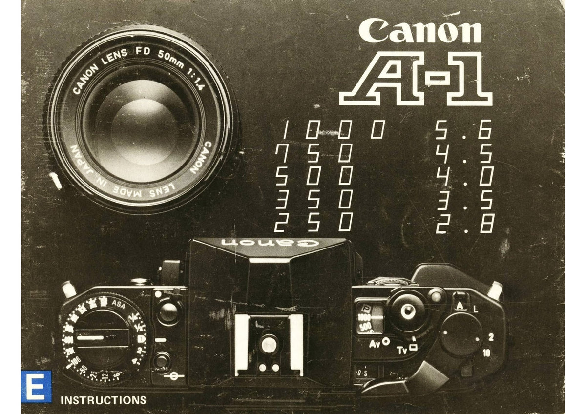Canon A-1 SLR Camera – Instructions, English – front cover