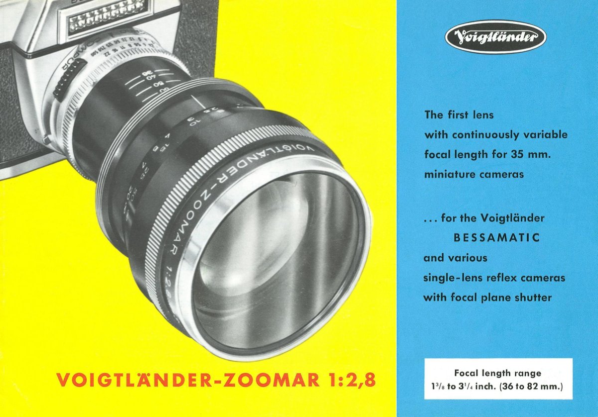 Voigtländer-Zoomar 1:2.8 Zoom Lens for Bessamatic – Sales Brochure, c. 1959 – front cover
