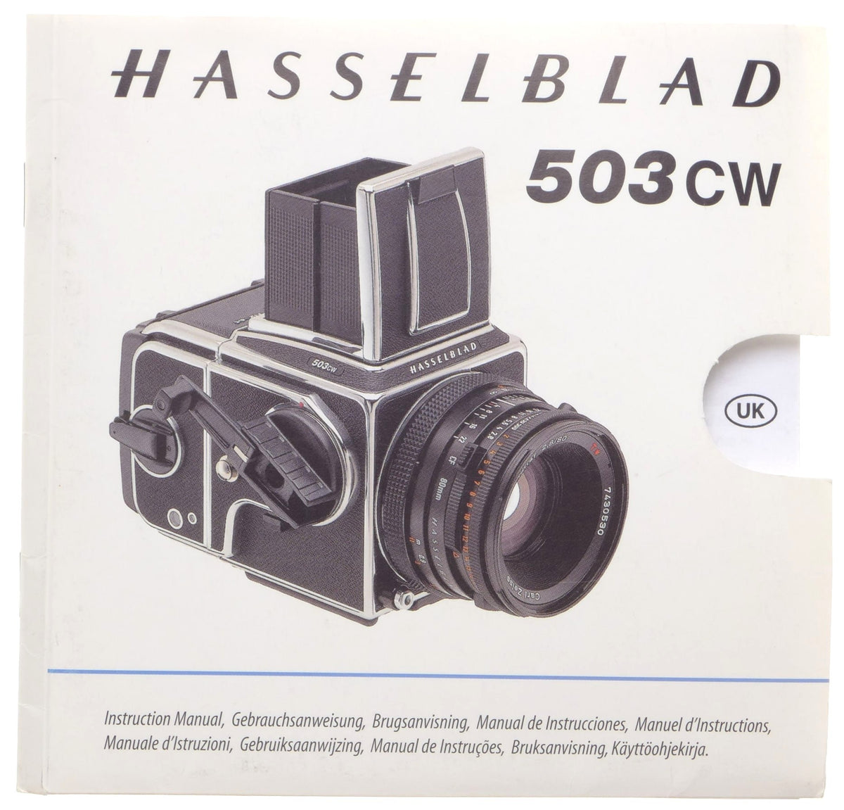 Hasselblad 503CW Instruction Manual – English (UK) Edition, 1998 – front cover