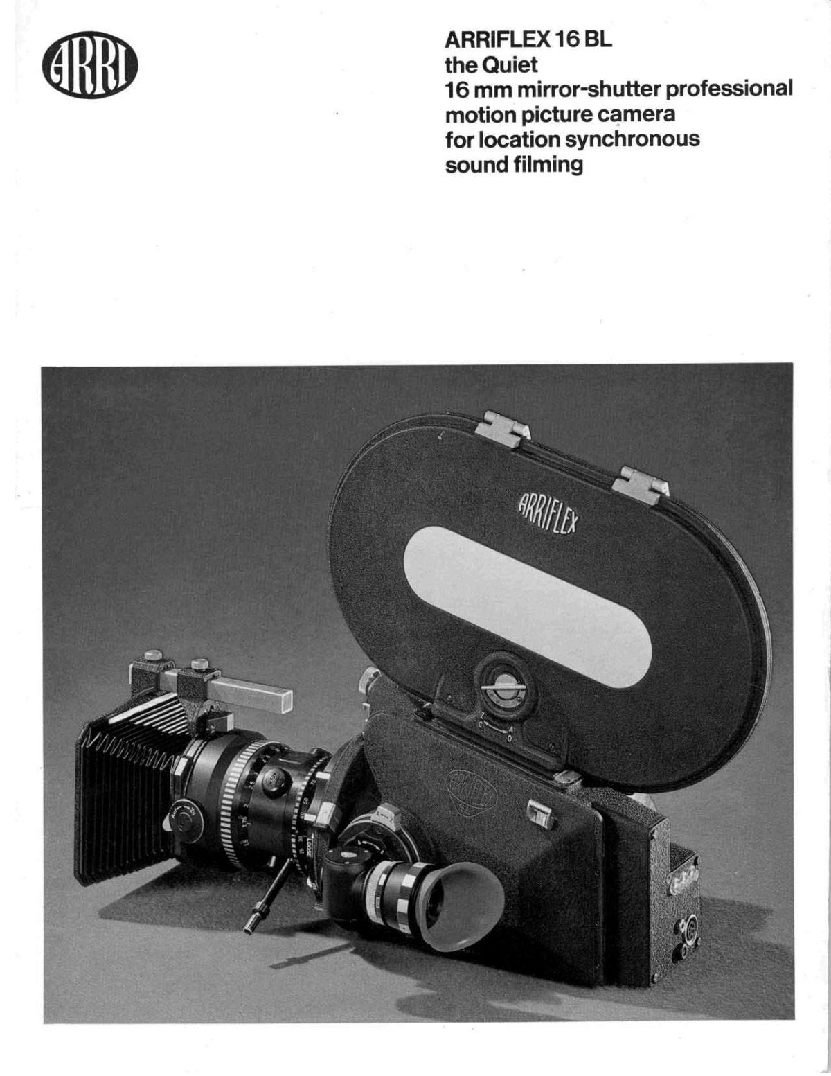 Arriflex 16 BL – "The Quiet" 16 mm Mirror-Shutter Professional Camera: Illustrated Description – front cover