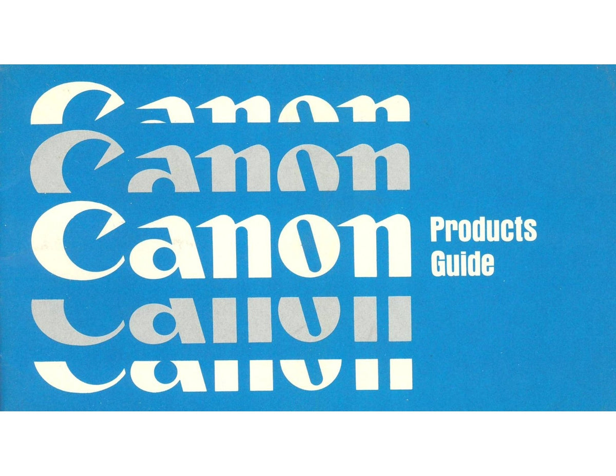 Canon Products Guide – Cameras, Lenses and Accessories, English – front cover