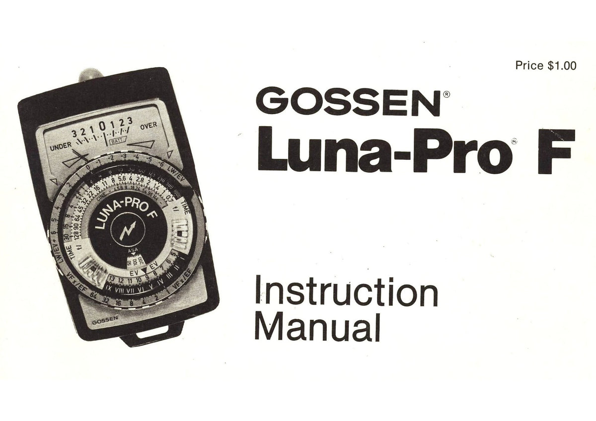 Gossen Luna-Pro F Exposure Meter – Instruction Manual, English – front cover