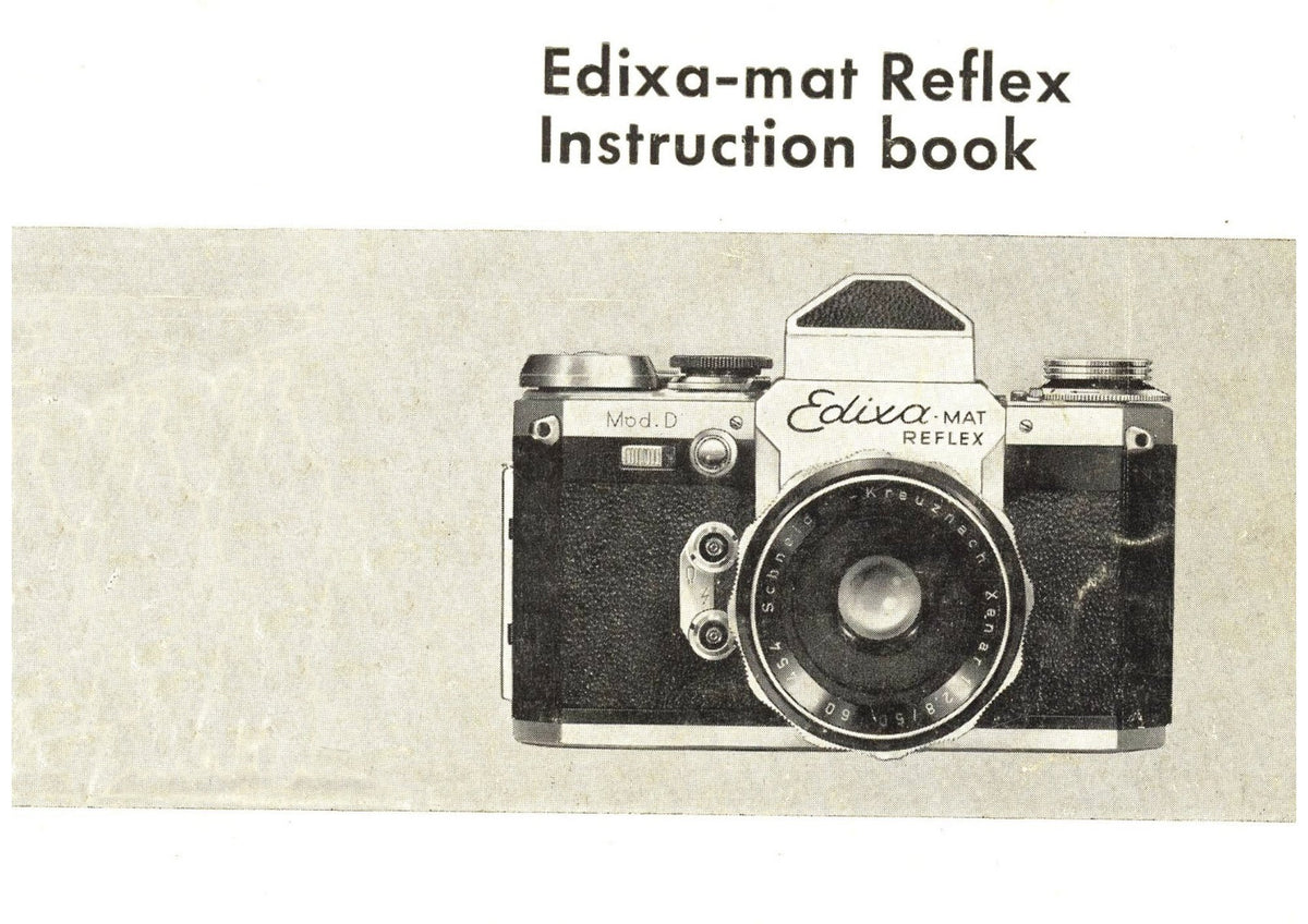 Edixa-mat Reflex – Instruction Book, English – front cover