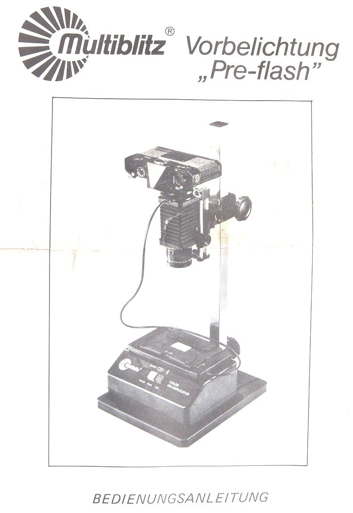 Multiblitz Pre-flash (Vorbelichtung) for Color Dia-Duplicator – German Instructions – front cover