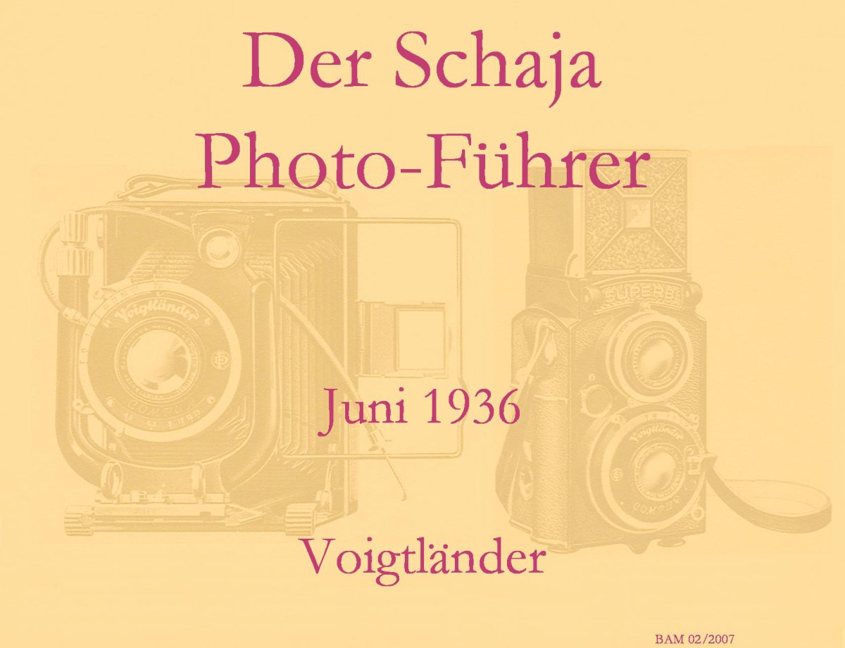 Der Schaja Photo-Führer, June 1936 – Voigtländer Cameras (German) – front cover