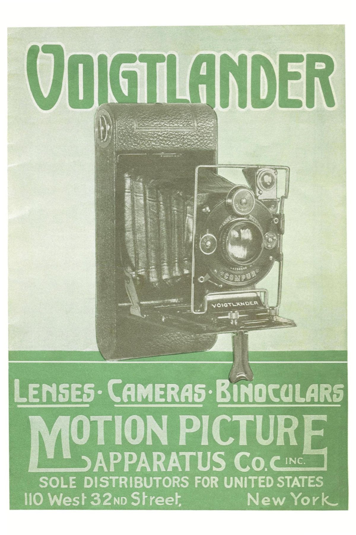 Voigtländer Lenses, Cameras & Binoculars – Motion Picture Apparatus Co. Catalogue – front cover