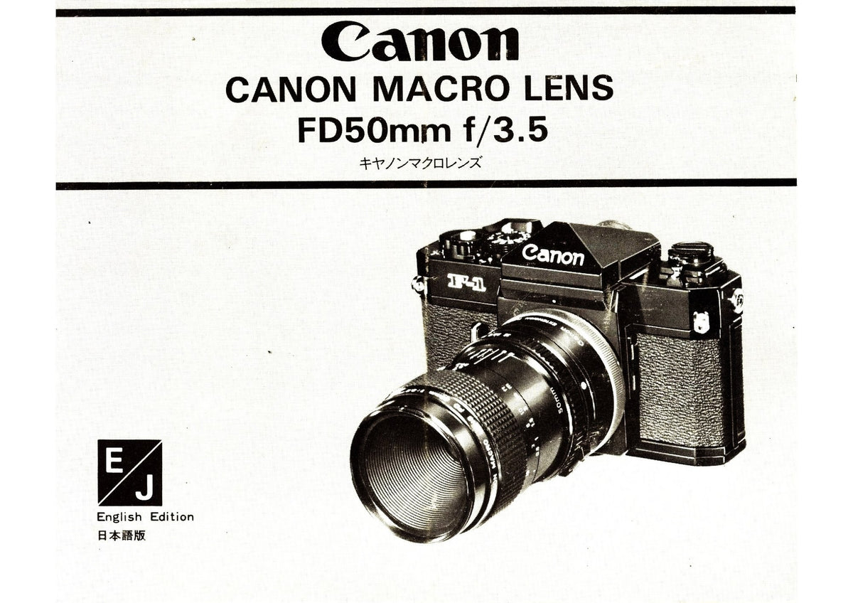 Canon Macro Lens FD 50mm f/3.5 – Instructions, English and Japanese – front cover