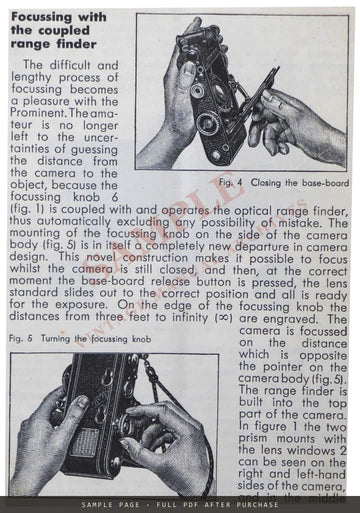 Voigtländer Prominent Instruction Book – English – sample page 1 (watermarked preview)