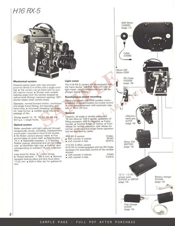 Bolex 16 mm – The Bolex H16 Range, Lenses and Underwater Housing Brochure – sample page 1 (watermarked preview)