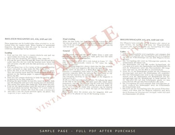 Hasselblad A12, A16, A16S and A24 Film Magazines – Instructions, Multilingual – sample page 1