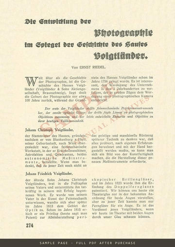 Der Ansporn, 5 March 1929 – "Die Entwicklung der Photographie" and the History of Voigtländer – sample page 1 (watermarked preview)