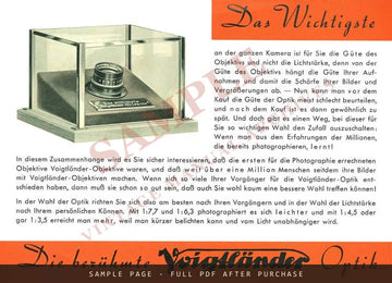 Voigtländer "Für Photojagd und Bilderfang" – Brillant German Folder, April 1936 – sample page 1 (watermarked preview)