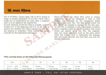 Bolex H16 Reflex – Instruction Manual, English, Black-Cover Edition – sample page 1