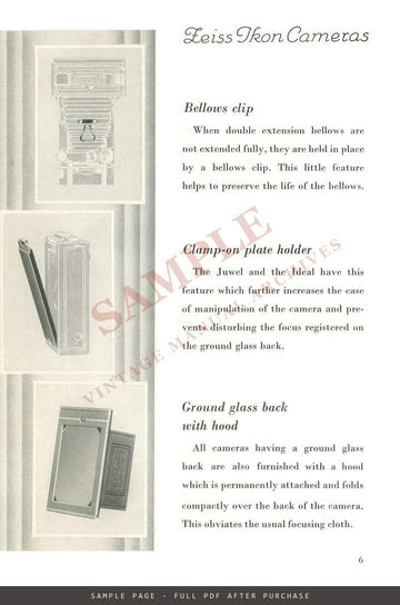 Zeiss Ikon Cameras – English Catalogue with Contents, c. 1932 – sample page 1 (watermarked preview)