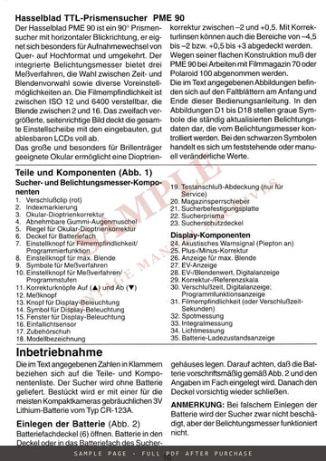 Hasselblad PME90 Metering Prism Finder – Users Manual, Multilingual – sample page 1